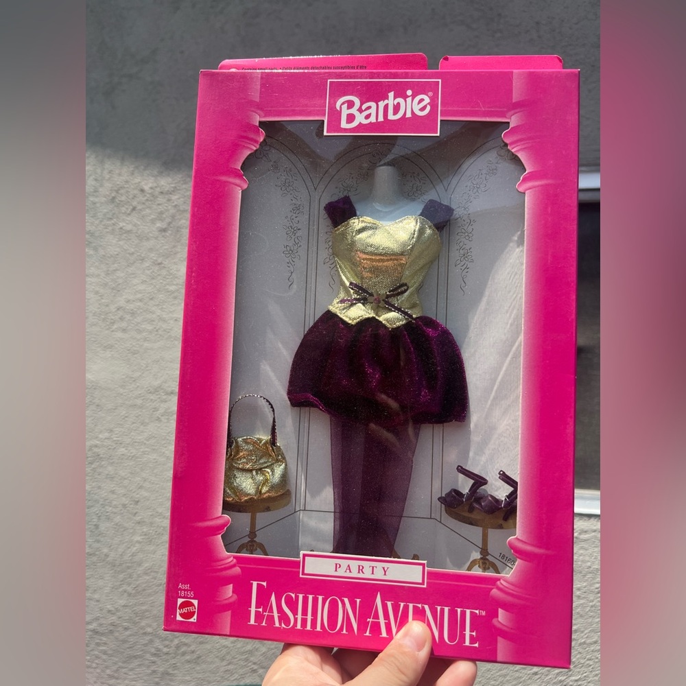 Vintage Barbie Gold and Burgundy Party Dress Set